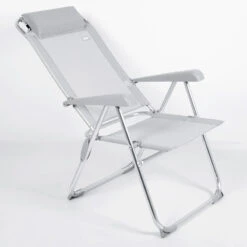 AKTIVE - Chaise Pliante Haute Avec Dossier Haut Réglable 5 Positions, Gris -Magasin De Plein Air aktive chaise pliante haute avec dossier haut reglable 5 positions gris 2