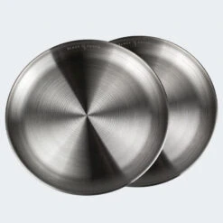 Assiette Plate De Camping | Diamètre Env. 23 Cm | Acier Inox | 2 Assiettes -Magasin De Plein Air assiette plate de camping diametre env 23 cm acier inox 2 assiettes 3