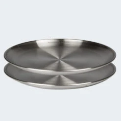 Assiette Plate De Camping | Diamètre Env. 23 Cm | Acier Inox | 2 Assiettes -Magasin De Plein Air assiette plate de camping diametre env 23 cm acier inox 2 assiettes 5