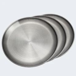 Assiette Plate De Camping | Diamètre Env. 23 Cm | Acier Inox | 3 Assiettes -Magasin De Plein Air assiette plate de camping diametre env 23 cm acier inox 3 assiettes 2