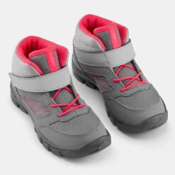 Quechua Chaussures De Randonnée Enfant Avec Scratch MH100 Mid Grise Rose Du 24 AU 34 -Magasin De Plein Air chaussures de randonnee enfant avec scratch mh100 mid grise rose du 24 au 34 3