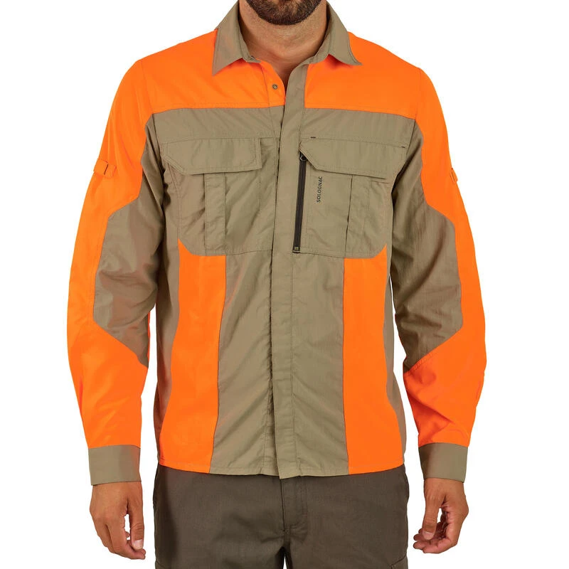 Chemise Manches Longues Légère Et Respirante Chasse 520 Verte Et Fluo 3 Chemise Manches Longues Légère Et Respirante Chasse 520 Verte Et Fluo – Image 3