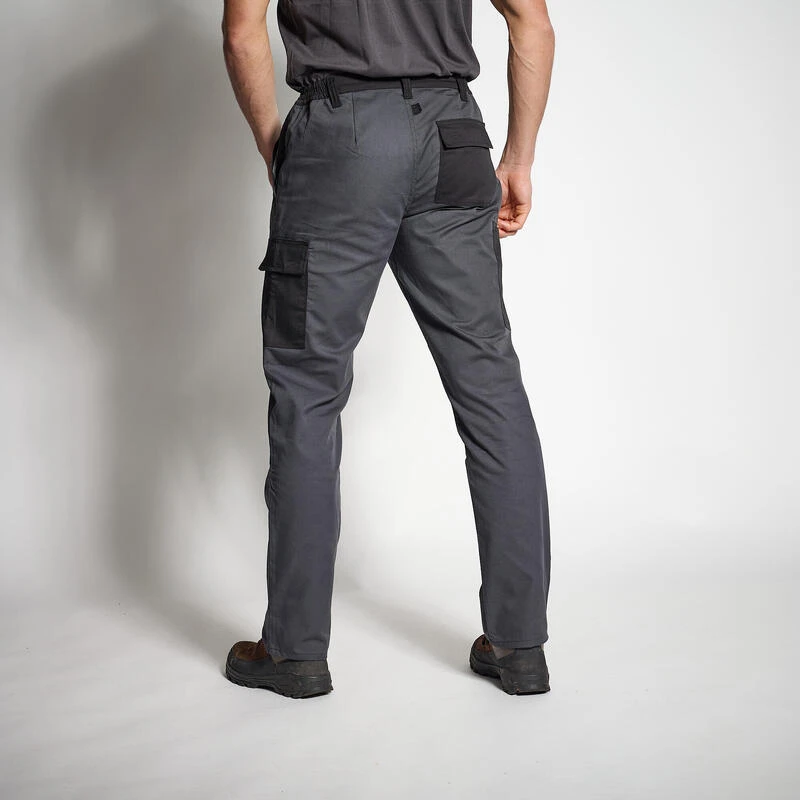 PANTALON CARGO RESISTANT STEPPE 300 BICOLORE GRIS ET NOIR 2 PANTALON CARGO RESISTANT STEPPE 300 BICOLORE GRIS ET NOIR – Image 2