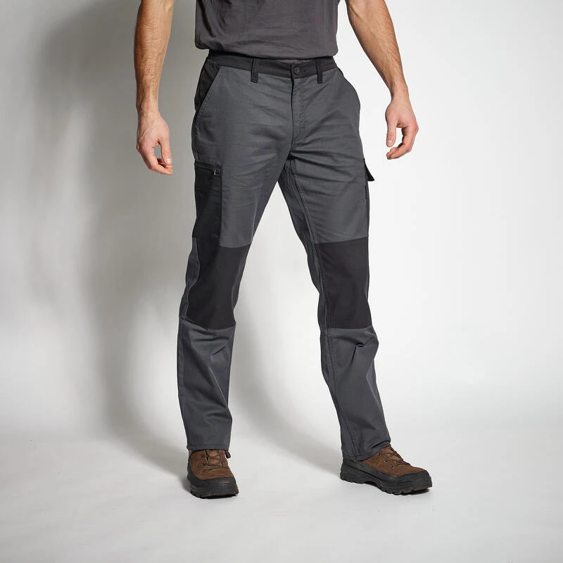 PANTALON CARGO RESISTANT STEPPE 300 BICOLORE GRIS ET NOIR 1 PANTALON CARGO RESISTANT STEPPE 300 BICOLORE GRIS ET NOIR