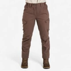PANTALON FEMME CHASSE CHAUD IMPERMÉABLE MARRON 500 -Magasin De Plein Air pantalon femme chasse chaud impermeable marron 500 2