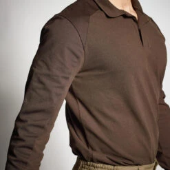 POLO MANCHES LONGUES RENFORT MARRON 100 8 POLO MANCHES LONGUES RENFORT MARRON 100 -Magasin De Plein Air polo manches longues renfort marron 100 2