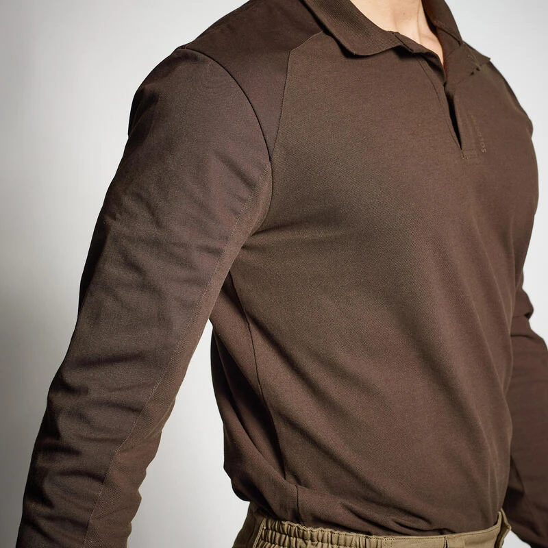 POLO MANCHES LONGUES RENFORT MARRON 100 3 POLO MANCHES LONGUES RENFORT MARRON 100 – Image 3