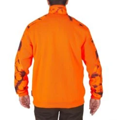 Pull Chasse Renfort Orange Fluo 500 -Magasin De Plein Air pull chasse renfort orange fluo 500 2