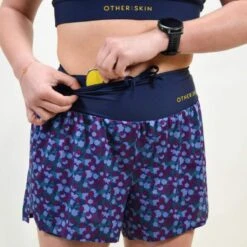 Short Course à Pied Femme Bleu Floral Ecoresponsable -Magasin De Plein Air short course a pied femme bleu floral ecoresponsable 2