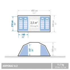 Quechua Tente à Arceaux De Camping - Arpenaz 4.2 - 4 Personnes - 2 Chambres -Magasin De Plein Air tente a arceaux de camping arpenaz 42 4 personnes 2 chambres 2