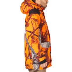 VESTE CHASSE IMPERMÉABLE CHAUDE SILENCIEUSE CAMO FLUO POSTE 500 -Magasin De Plein Air veste chasse impermeable chaude silencieuse camo fluo poste 500 4