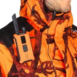 VESTE CHASSE IMPERMÉABLE CHAUDE SILENCIEUSE CAMO FLUO POSTE 500 -Magasin De Plein Air veste chasse impermeable chaude silencieuse camo fluo poste 500 5