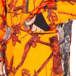 VESTE CHASSE IMPERMÉABLE CHAUDE SILENCIEUSE CAMO FLUO POSTE 500 -Magasin De Plein Air veste chasse impermeable chaude silencieuse camo fluo poste 500 9