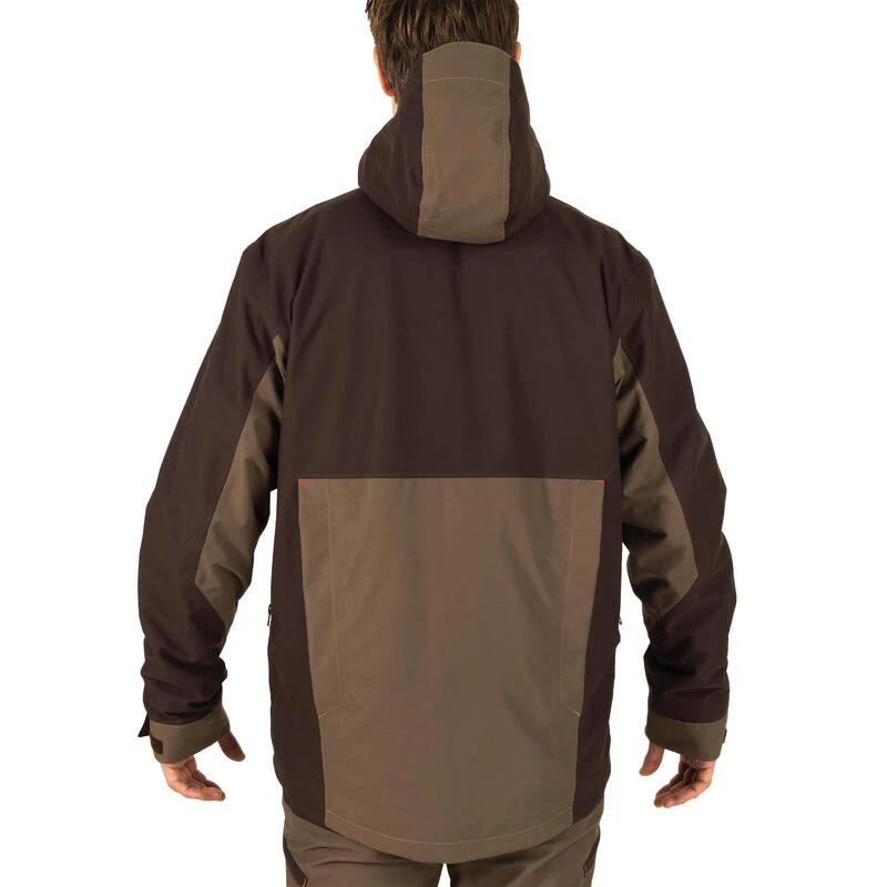 VESTE CHASSE IMPERMEABLE RENFORT MARRON 500 4 VESTE CHASSE IMPERMEABLE RENFORT MARRON 500 – Image 4