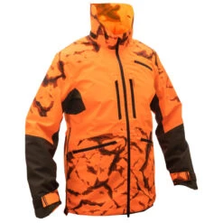 VESTE CHASSE RESISTANTE IMPERMEABLE ORANGE FLUO SUPERTRACK 900 LIGHT -Magasin De Plein Air veste chasse resistante impermeable orange fluo supertrack 900 light 2