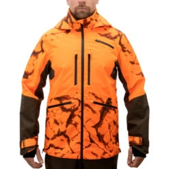 VESTE CHASSE RESISTANTE IMPERMEABLE ORANGE FLUO SUPERTRACK 900 LIGHT -Magasin De Plein Air veste chasse resistante impermeable orange fluo supertrack 900 light 3