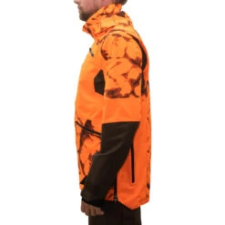 VESTE CHASSE RESISTANTE IMPERMEABLE ORANGE FLUO SUPERTRACK 900 LIGHT -Magasin De Plein Air veste chasse resistante impermeable orange fluo supertrack 900 light 8