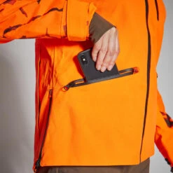 VESTE CHASSE SUPERTRACK FEMME RESISTANTE IMPERMEABLE ORANGE FLUO 500 -Magasin De Plein Air veste chasse supertrack femme resistante impermeable orange fluo 500 5