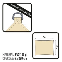 Voile D'ombrage Rectangulaire Aktive Garden Couleur Crème -Magasin De Plein Air voile dombrage rectangulaire aktive garden couleur creme 2