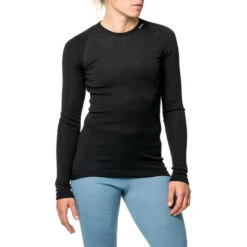 Woolpower Merino Base Layer Crewneck LITE - Noir -Magasin De Plein Air woolpower merino base layer crewneck lite noir 2